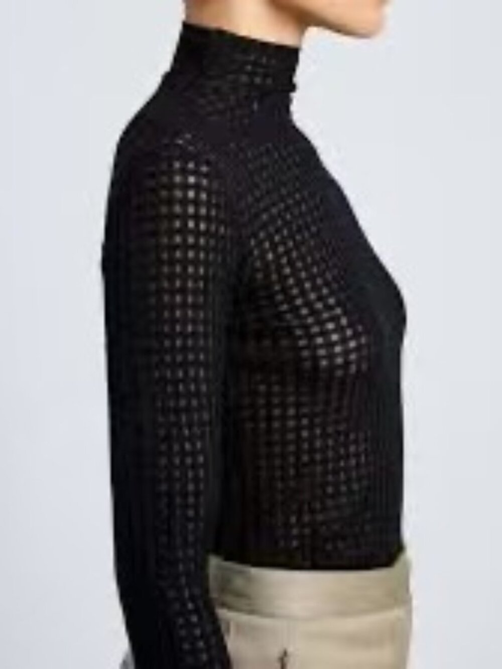 ASTR Check Merino Mock-Neck Top BLACK